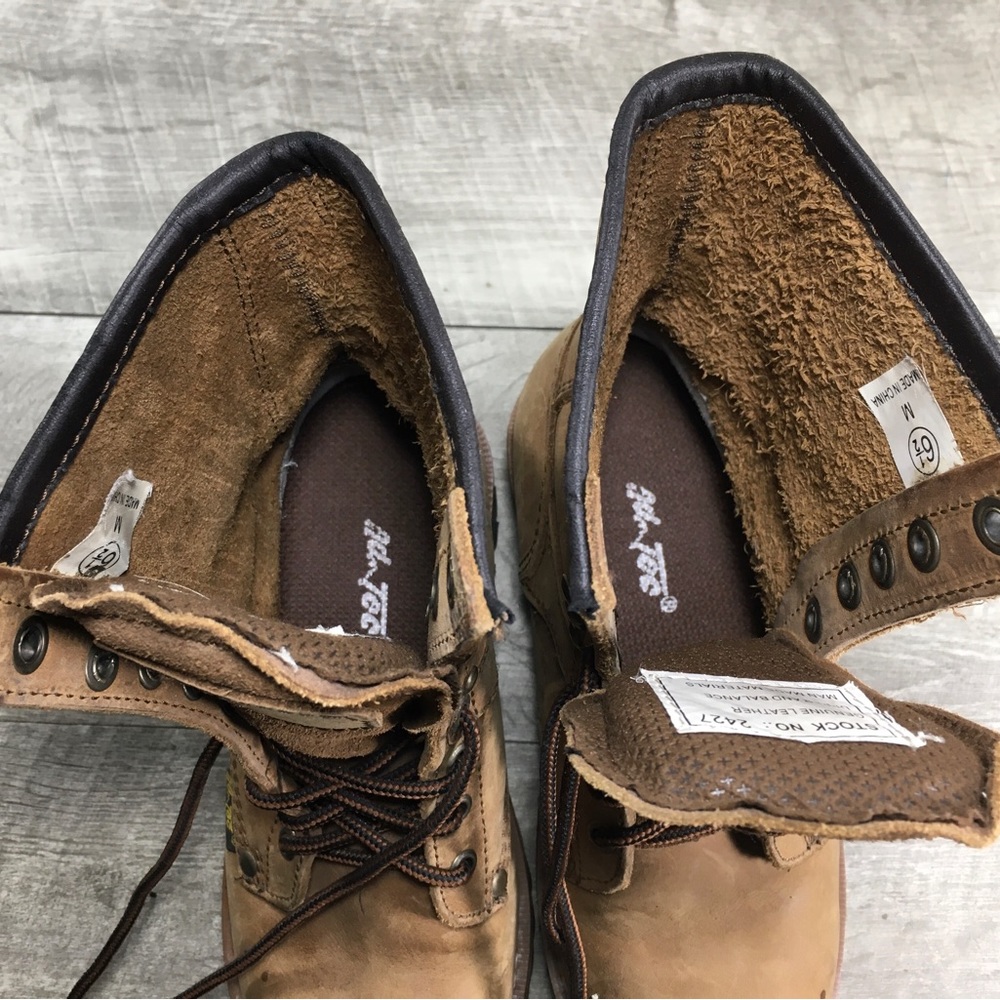 Ad-Tec Brown Leather Womens Granny Grunge Punk Riding Lace Up Soft Toe Boots 6.5 - Picture 9 of 10
